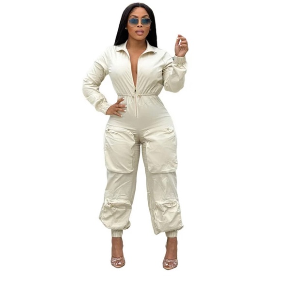 NWT Black jumpsuit - cargo - fitted with some stretch - dress up or down! - Picture 2 of 2